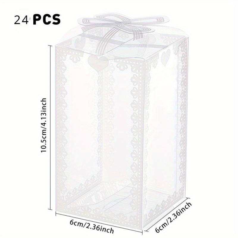 24pcs Clear Wedding Favor Boxes with Bowknot - Unique Valentine