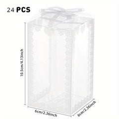 24pcs Clear Wedding Favor Boxes with Bowknot - Unique Valentine