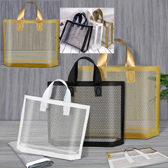 Golden Grid Shopping Bags - Tote Bags 26.97 - Holiday Gift Bags