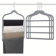 2 Packs Plush 4-Layer Pants Hangers Anti-Slip for Stores