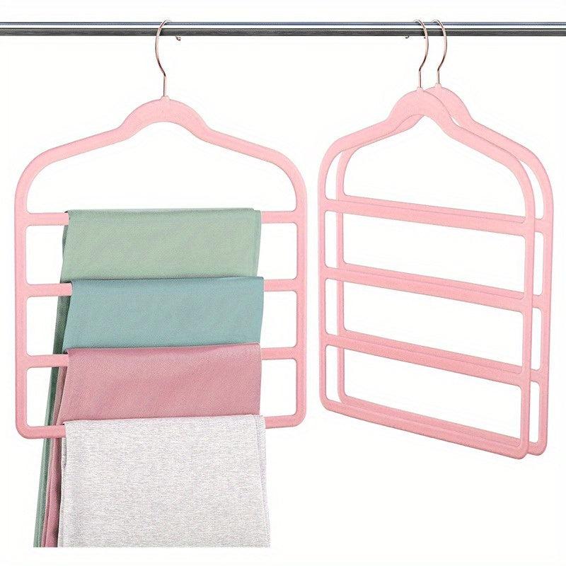 2 Packs Plush 4-Layer Pants Hangers Anti-Slip for Stores