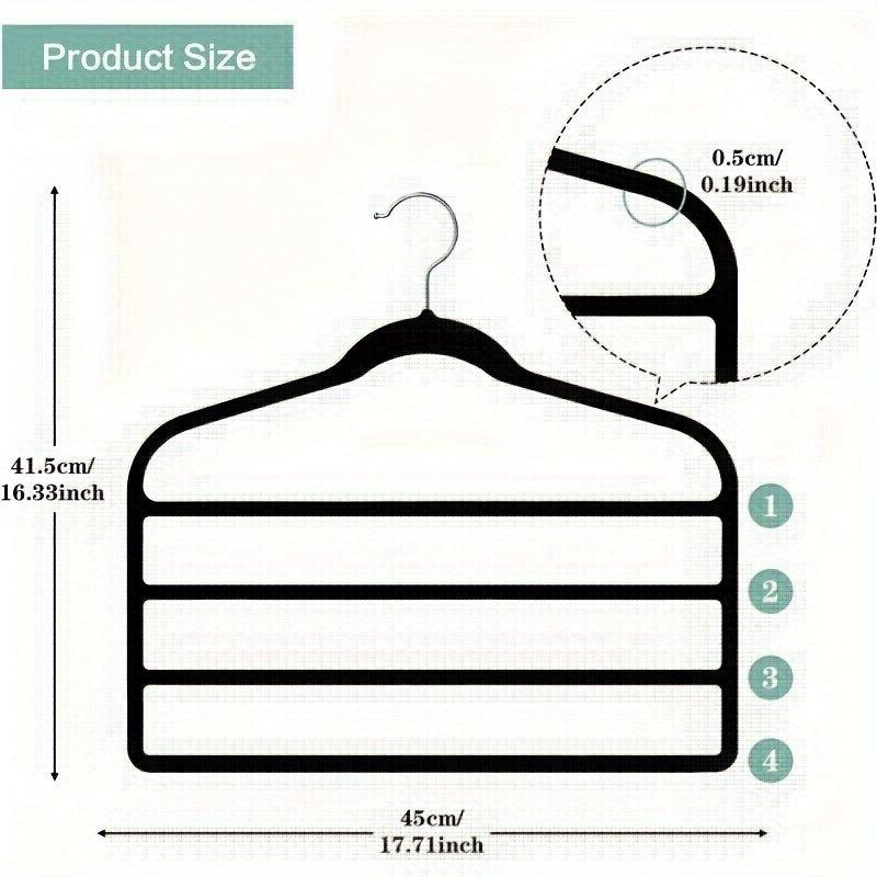 2 Packs Plush 4-Layer Pants Hangers Anti-Slip for Stores