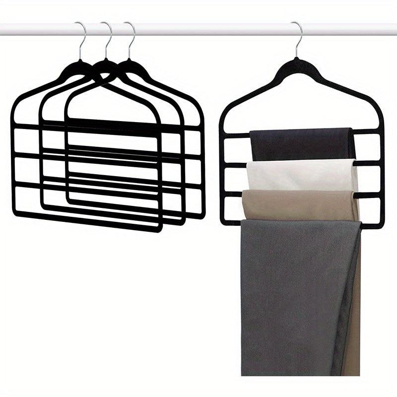 2 Packs Plush 4-Layer Pants Hangers Anti-Slip for Stores