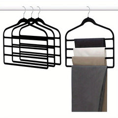 2 Packs Plush 4-Layer Pants Hangers Anti-Slip for Stores