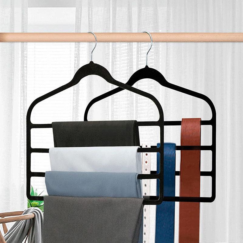 2 Packs Plush 4-Layer Pants Hangers Anti-Slip for Stores