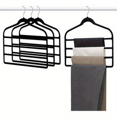 2 Packs Plush 4-Layer Pants Hangers Anti-Slip for Stores