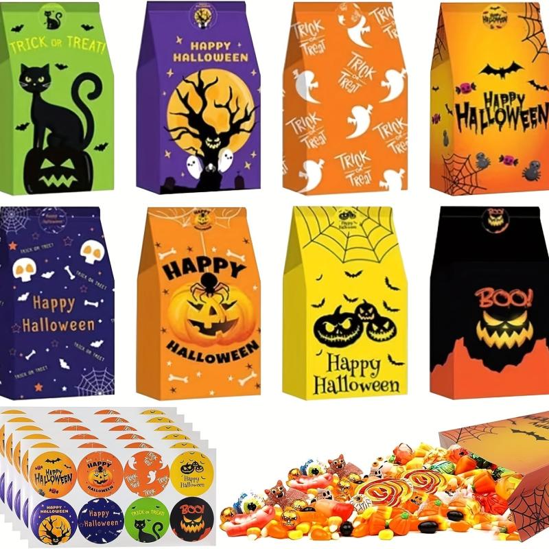40pcs Halloween Paper Gift Bags with Stickers