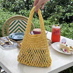Summer Small Fresh Mini Small Bag Casual Beach Vacation Cotton Linen Rope Woven