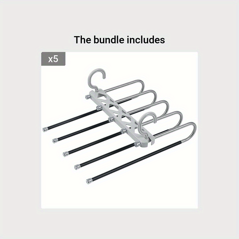 5 Layers Pants Rack Organizer Non Slip Closet Wardrobe Hanger
