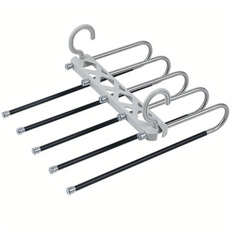 5 Layers Pants Rack Organizer Non Slip Closet Wardrobe Hanger