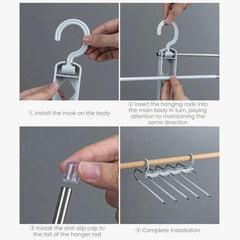 5 Layers Pants Rack Organizer Non Slip Closet Wardrobe Hanger