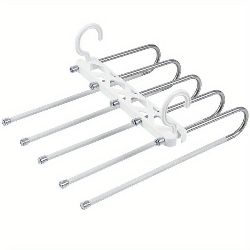 5 Layers Pants Rack Organizer Non Slip Closet Wardrobe Hanger