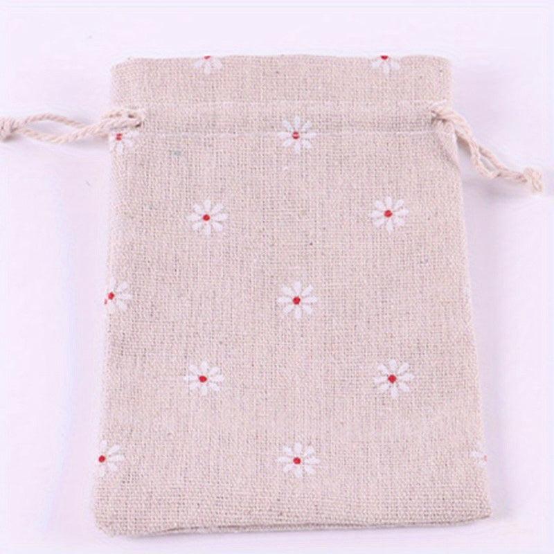 5pcs Polycotton Polyester Cotton Drawstring Bags Jewelry Pouches