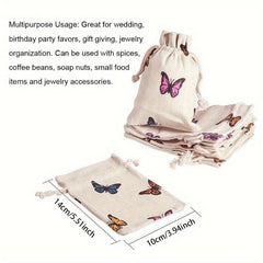 5pcs Polycotton Polyester Cotton Drawstring Bags Jewelry Pouches