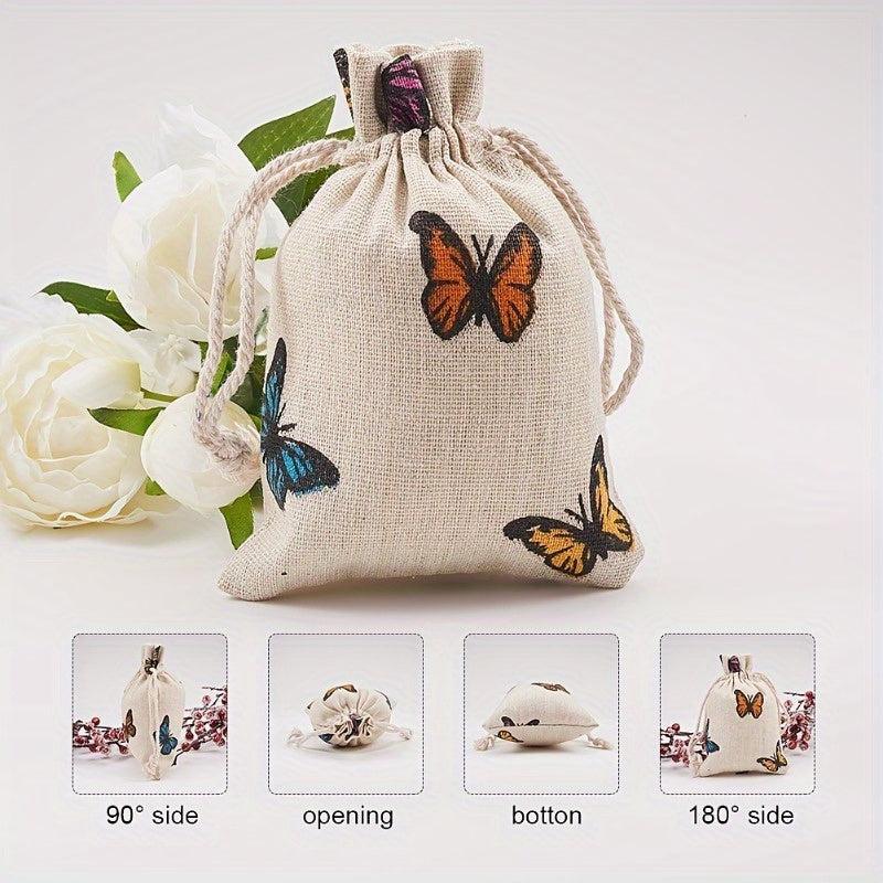 5pcs Polycotton Polyester Cotton Drawstring Bags Jewelry Pouches