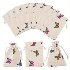 5pcs Polycotton Polyester Cotton Drawstring Bags Jewelry Pouches