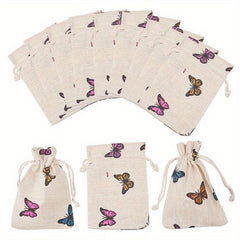 5pcs Polycotton Polyester Cotton Drawstring Bags Jewelry Pouches