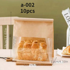 10pcs Toast Bread Packaging Bag Self-sealing Croissant Bags