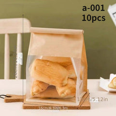 10pcs Toast Bread Packaging Bag Self-sealing Croissant Bags