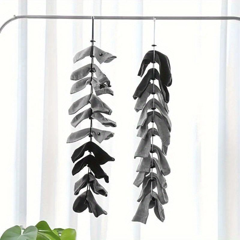 2pcs Non Slip Sock Organizer and Drying Clothesline Hanging Sock Divider Ropes