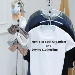 2pcs Non Slip Sock Organizer and Drying Clothesline Hanging Sock Divider Ropes