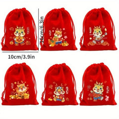6pcs Dragon Year Large Reusable Gift Bags for Interior Decoration