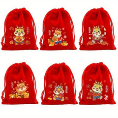 6pcs Dragon Year Large Reusable Gift Bags for Interior Decoration