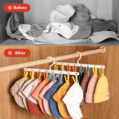 8-Clip Rotatable Hanger: Clothes Drying & Hat Storage