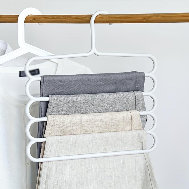 2pcs Folding Pants Hangers 5 tier Metal Anti Slip Storage Hanger