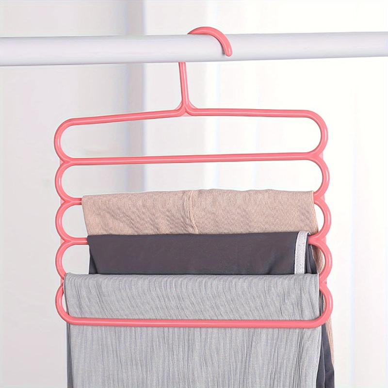 2pcs Folding Pants Hangers 5 tier Metal Anti Slip Storage Hanger