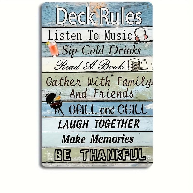 Deck Rules Metal Tin Sign 8''x12'' Home Kitchen Garden Patio Restaurant Decor