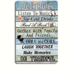 Deck Rules Metal Tin Sign 8''x12'' Home Kitchen Garden Patio Restaurant Decor
