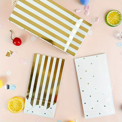 6pcs Bronzing Silver Stamping Colorful Striped Snack Bags