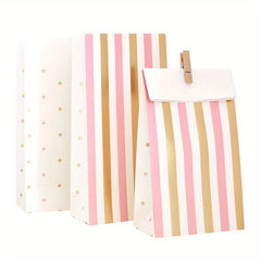 6pcs Bronzing Silver Stamping Colorful Striped Snack Bags