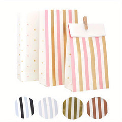 6pcs Bronzing Silver Stamping Colorful Striped Snack Bags