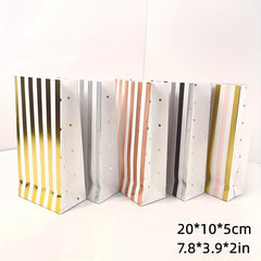 6pcs Bronzing Silver Stamping Colorful Striped Snack Bags