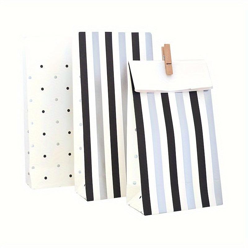 6pcs Bronzing Silver Stamping Colorful Striped Snack Bags
