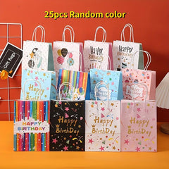 25pcs Random Foldable Paper Bag Cafes Shops Birthday Gift Bags