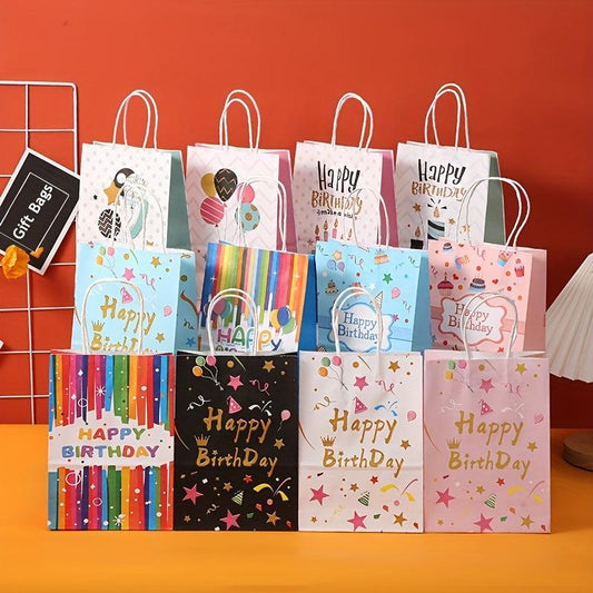 25pcs Random Foldable Paper Bag Cafes Shops Birthday Gift Bags