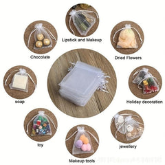100pcs Organza Drawstring Storage Bags 6x8 cm Jewelry Bags Party Gift Bags