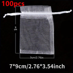 100pcs Organza Drawstring Storage Bags 6x8 cm Jewelry Bags Party Gift Bags