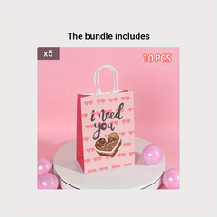 10pcs Bear Printed Cowhide Paper Bag Cartoon Gift Handbag