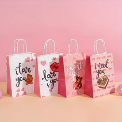 10pcs Bear Printed Cowhide Paper Bag Cartoon Gift Handbag