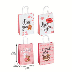 10pcs Bear Printed Cowhide Paper Bag Cartoon Gift Handbag