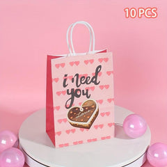 10pcs Bear Printed Cowhide Paper Bag Cartoon Gift Handbag