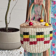 Beaded Straw Woven Handbag Beach Vacation Travel Bag