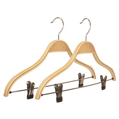 Wood Clothes Hanger with Clip for Stores
