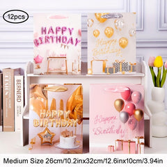 12pcs Birthday Series Gift Bag - Large, Medium, Small Sizes for Cafes & Holidays