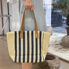 Striped Tote Bag Large Capacity Shoulder Bag
