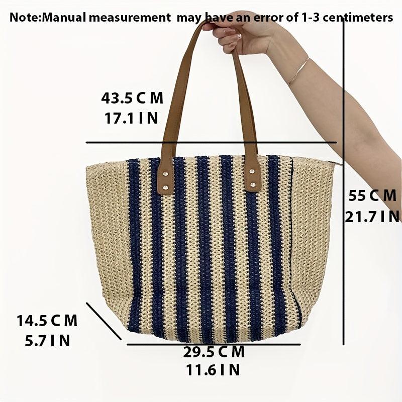 Striped Tote Bag Large Capacity Shoulder Bag